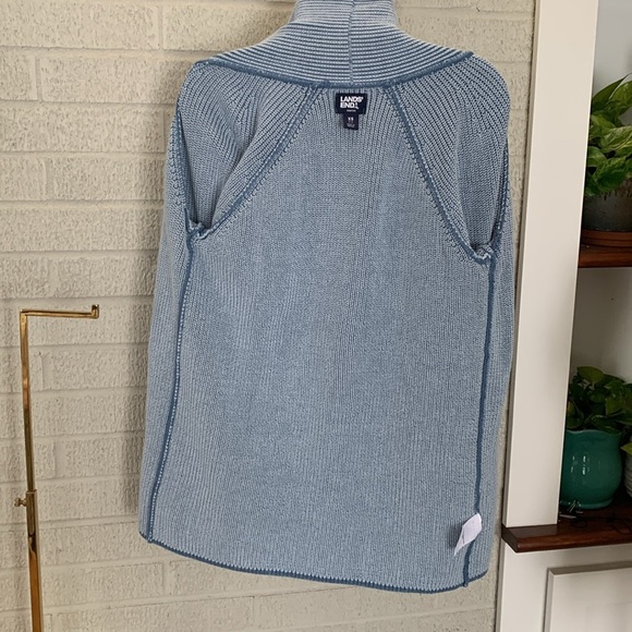 Land's End Drifter Shaker Blue Knit Open Front Cardigan Long Sleeve Women's XS - Picture 8 of 12